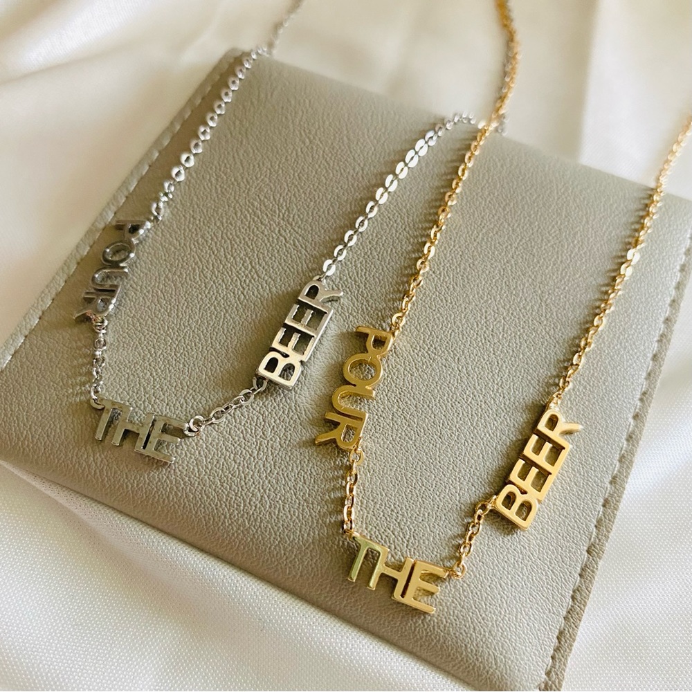 Beer, Wine, Rose and Coffee Necklace